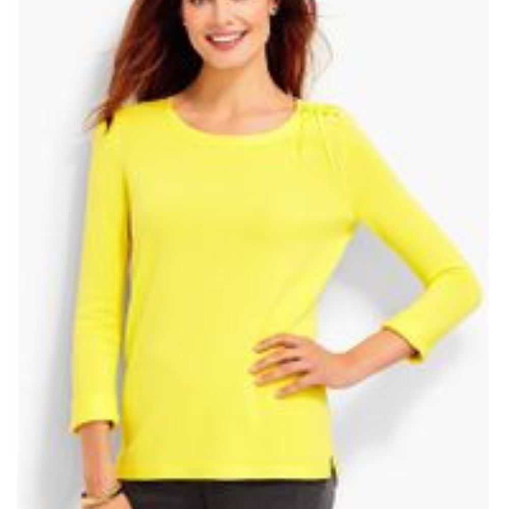 Talbots | Yellow Lace-up Shoulder Sweater